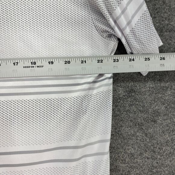 Ben Hogan Polo Shirt Men XL Gray Striped Collared Button Up Short Sleeve Regular - Picture 4 of 6